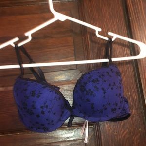 Black and indigo floral lingerie bra